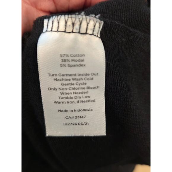 T by Talbots Jacket Lp Hoodie Black Sweatshirt Zip Cinched Waist Pockets Modal - Picture 8 of 8